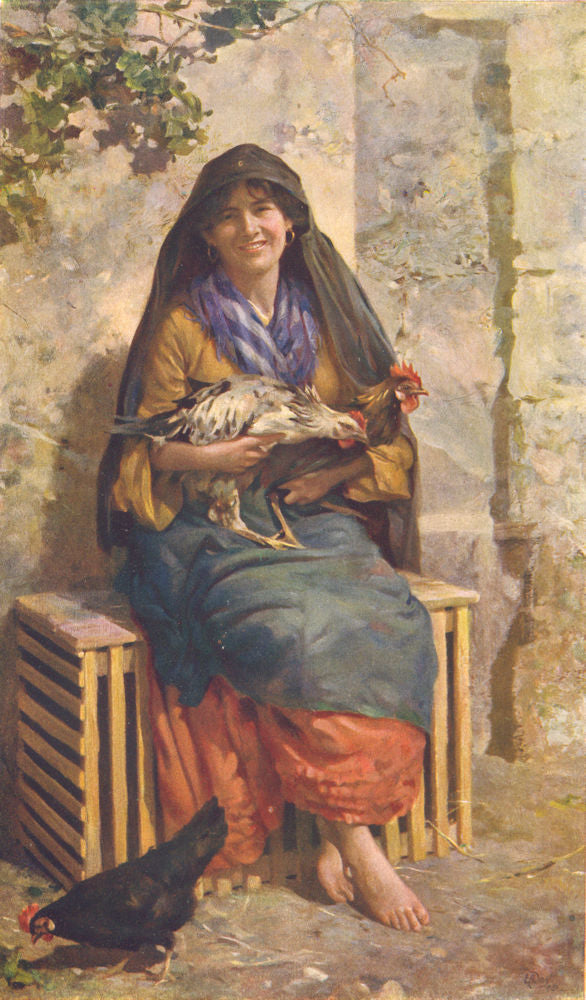 MALTA. The chicken hawker (Dingli) 1927 old vintage print picture